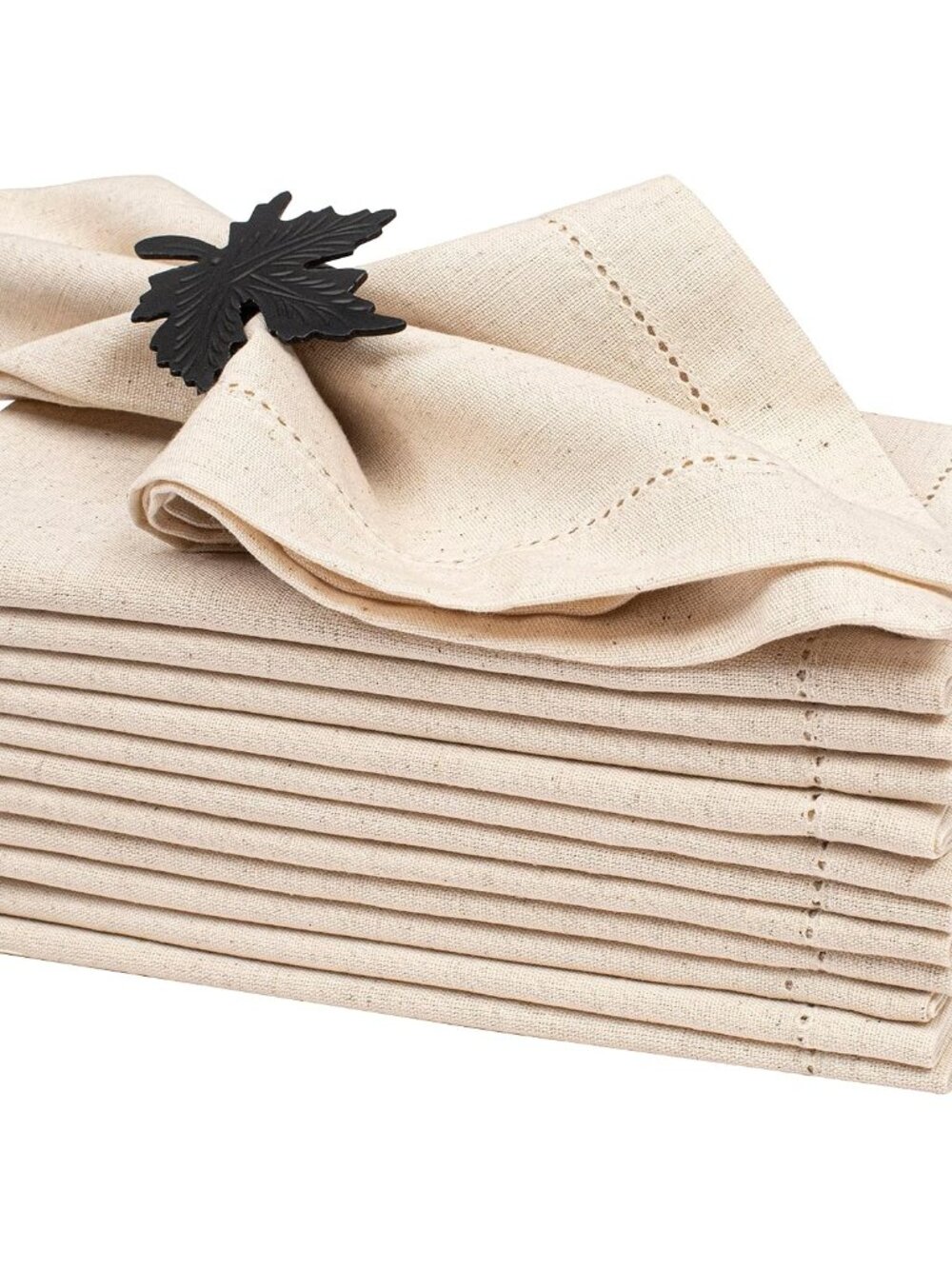 Lightnpro Flax Linen Napkins Set of 12 – Hemstitched Dinner Cloth Napkins, Washa